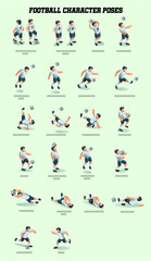 Isometric vector illustration, football character poses