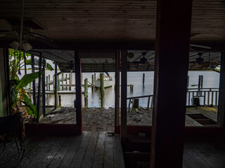 Fototapeta premium Abandoned Oyster Bar in Apalachicola Florida on the waterfront