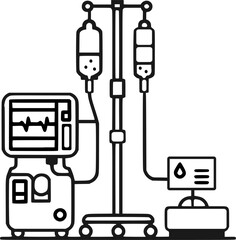 Blood transfusion system outline icon. linear style sign for mobile sign, symbol, vector, art
