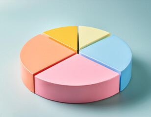 Fototapeta premium a vibrant three-dimensional pie chart with a pastel background