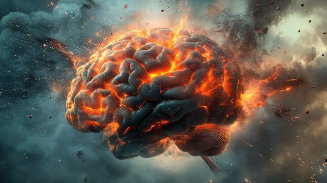 Concept art of a human brain exploding with knowledge and creativity. generative ai