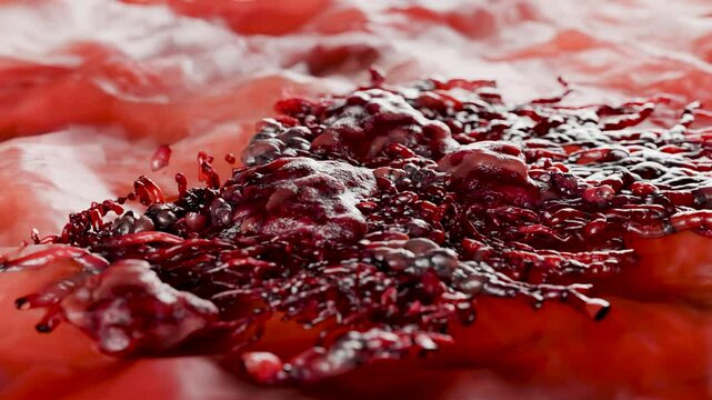 Cancer cell growth uncontrollably over tissue, Tumor infection cells and spreading, Invasive inflammation metastasis cancerous. reproduce by duplicating, cells expanding, Melanoma Cancer, 3d render
