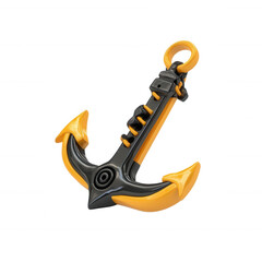 Black and orange anchor, isolated on transparent or white background