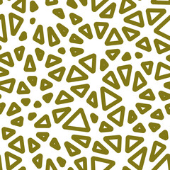 Abstract template background. Medium triangles size. Solid Color style. Rounded triangles outlined. Repeatable pattern. Olive Fields Sunset. Elegant vector tiles. Seamless vector illustration.