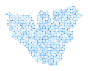 Fototapeta premium Moorea Dot Map. Island Digital Style Shape. Moorea vector image. Island shape blue circular dots. Stylish vector illustration.