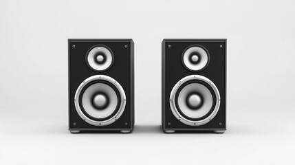 Obraz premium Two audio speakers isolated on a white background