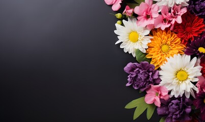 Obraz premium Colorful Flower Bouquet on Black Background