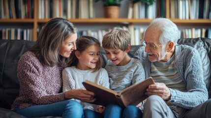 Fototapeta premium an elderly person sharing stories about their ancestors with younger family members