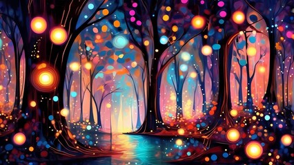 Forest tree with lights