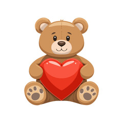 Fototapeta premium Cute Teddy Bear Clutching a Large Heart Vector Graphic