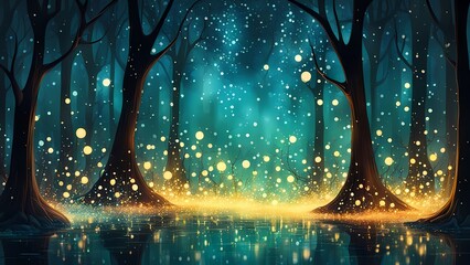 Forest background with stars
