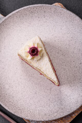 Sweet delicious cake with a layer of raspberry jam