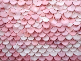 Pink and White Shell Fish Scale Wall Pattern