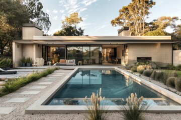 Fototapeta premium A large house with a pool and a patio