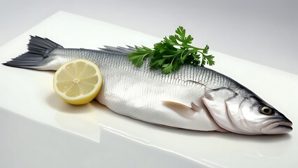 Fresh Raw Whole Sea Bass with Lemon