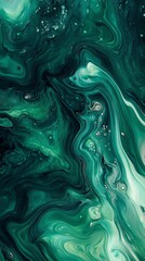 Obraz premium Mesmerizing Green Liquid Paint Swirl Vertical Wallpaper for Phones