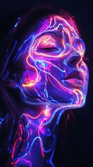 Neon Light Portrait: Electrifying Vertical Wallpaper for Phones