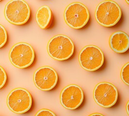 Orange Slices Pattern on Peach Background
