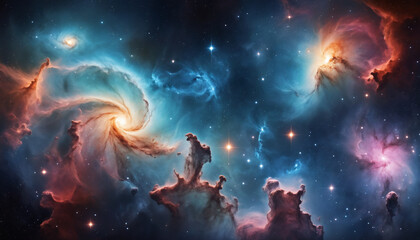 Fototapeta premium Fond astronomie cosmos univers nébuleuse étoile galaxie espace coloré.