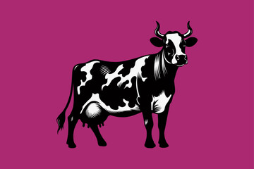 Cow graphic icon. Cow black silhouette isolated on background. Vector illustration.