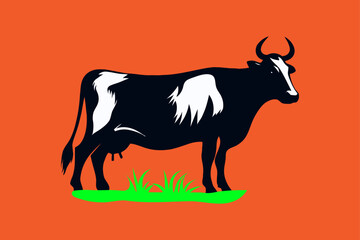 cow black and white silhouette vector