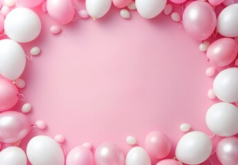 Pink and White Balloon Frame Background for Celebration