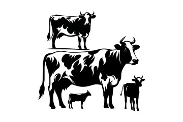 Cow silhouettes vector