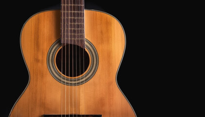 Obraz premium Acoustic guitar isolated on dark background. Musical Instruments