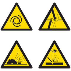 SA017,SA018,SA019,SA020,arranque automático,transmisiones,proyección de partículas, radiación ultravioleta, atención, ilustración, icono, radiactivo, radiación, industria, triangular, señal, important © Lex