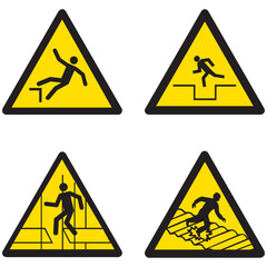 SA033,SA034,SA035,SA036,riesgo de caída, caída a diferentes niveles,advertencia, industria, industrial, alto, diseño, riesgo, precaución, alerta, seguridad, icono, peligro, símbolo, ilustración