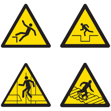 SA033,SA034,SA035,SA036,riesgo de ca&iacute;da, ca&iacute;da a diferentes niveles,advertencia, industria, industrial, alto, dise&ntilde;o, riesgo, precauci&oacute;n, alerta, seguridad, icono, peligro, s&iacute;mbolo, ilustraci&oacute;n