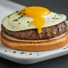 sandwich with cheese ,burger and egg