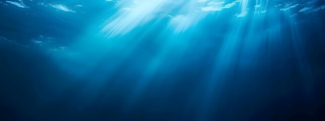 Underwater Sunlight Rays Blue Ocean Background