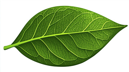 Obraz premium Illustrated Green Leaf Isolated on White Background for Nature and Eco Design