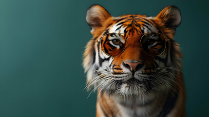 Fototapeta premium Tiger Wearing Sunglasses - Realistic Image