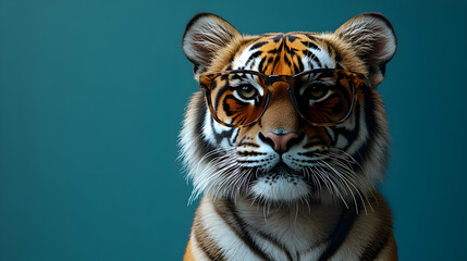 Tiger Wearing Glasses - Realistic Illustration