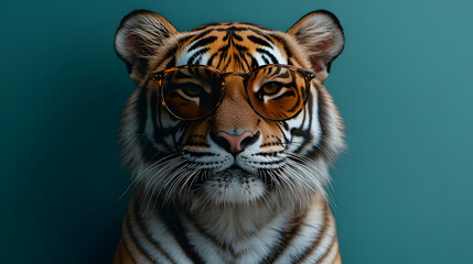 Cool Tiger Wearing Sunglasses - Realistic Animal Illustration