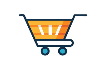 Modern, flat-style shopping cart icon