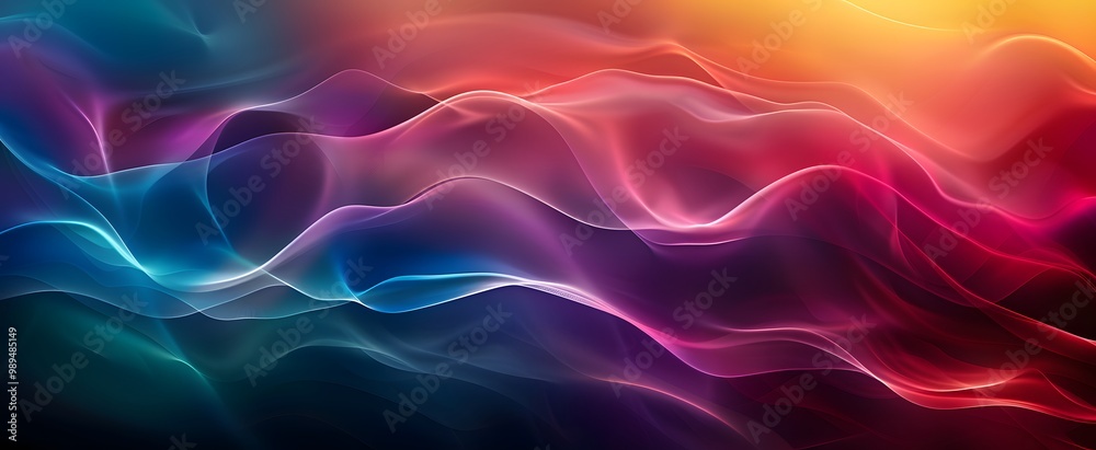 Wall mural Abstract Colorful Gradient Waves with Glow