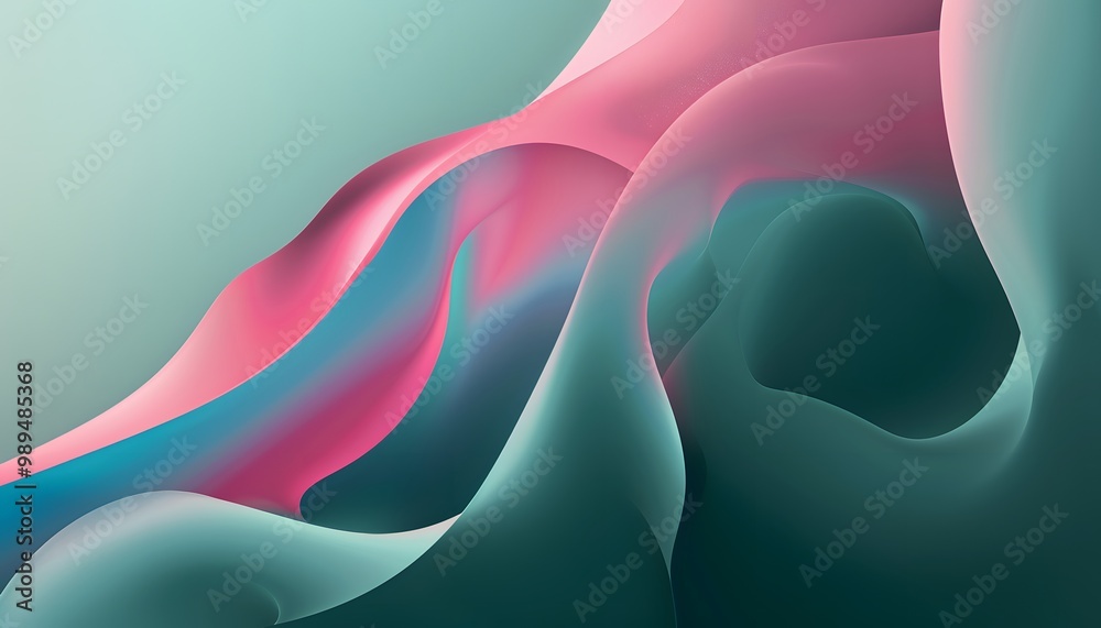 Wall mural Abstract Gradient Background with Pink and Green Shapes