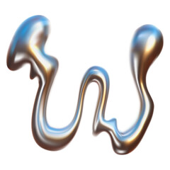 Chrome Bubble Typeface Design. Letter - W. Contemporary vector English alphabet with glossy liquid metal effect in a futuristic style.	
