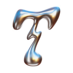 Chrome Bubble Typeface Design. Letter - T. Contemporary vector English alphabet with glossy liquid metal effect in a futuristic style.	
