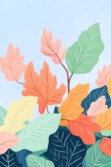 Obraz premium Closeup illustration of autumn leaves in vibrant shades of orange and green highlighting the beauty of the fall season