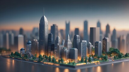 Obraz premium miniature of cityscape with blur background