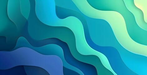 Abstract Green Blue Gradient Wave Background