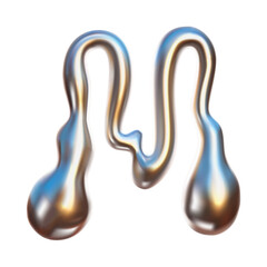 Chrome Bubble Typeface Design. Letter - M. Contemporary vector English alphabet with glossy liquid metal effect in a futuristic style.	
