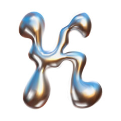 Chrome Bubble Typeface Design. Letter - K. Contemporary vector English alphabet with glossy liquid metal effect in a futuristic style.	
