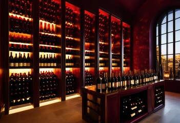 captivating bold red wine bottles showcasing exquisite rich grape texture luxurious glass displays, aesthetic, elegance, charm, artistry, refinement
