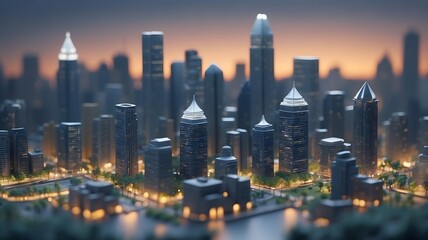 Fototapeta premium miniature of cityscape with blur background