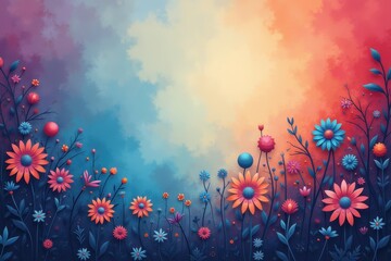 Obraz premium Colorful Floral Arrangement Against a Painted Background